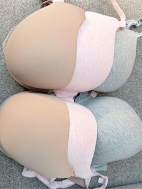 Victoria's Secret Beige, Light Pink & Gray Padded T-Shirt Bras